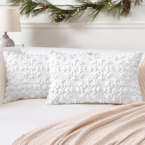 Artscope 2er-Set Kissenbezüge (40x40 cm) – weicher Kurzplüsch Wollsamt, Schneeflocke Creme Beige