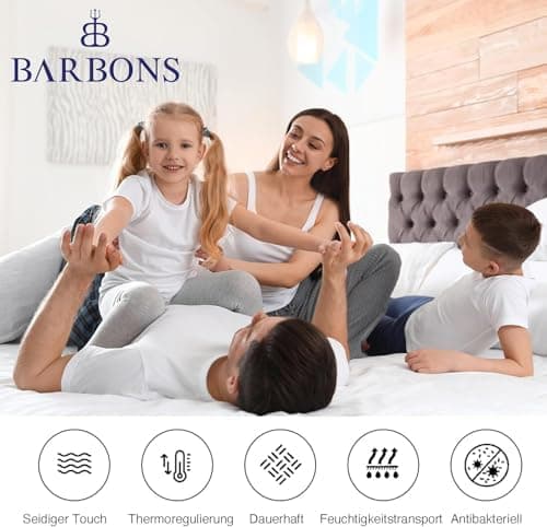 BARBONS Spannbettlaken 140x200 cm – 100% Baumwolle Jersey, für Boxspringbett & Matratzen bis 27 cm – Hellgrau