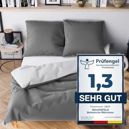 Bettwäsche 135×200 cm – Anthrazit, kuschelig weich & bügelfrei – ÖKO‑TEX MADE IN GREEN | 1x Bettbezug 135×200 + 1x Kisse