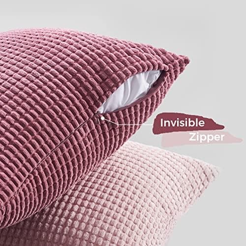 Topfinel Kissenbezüge 40x40 cm 4er-Set Rosa – Cord-Optik, flauschig, GRS‑zertifiziert