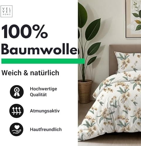 Bettwäsche 155x220 Baumwolle Jeans Blau – 2-teilig mit Reißverschluss, Bettbezug 155x220 + Kissenbezug 80x80