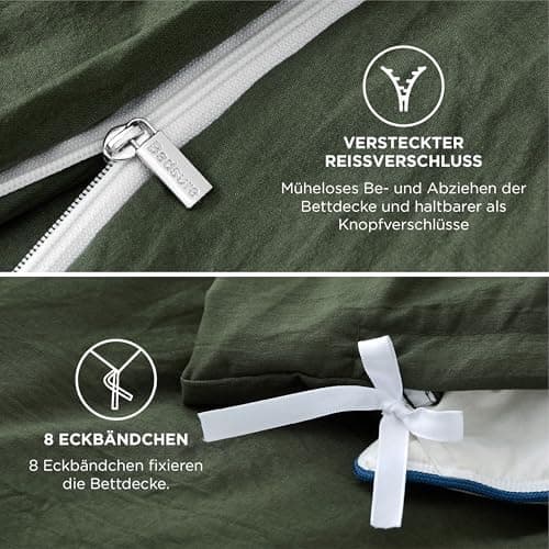 BEDSURE Bettwäsche 135x200 4‑teilig – Weiches Baumwoll‑Feeling Bettwäsche‑Set 135 x 200 cm, inkl. 2 Kissenbezüge 80x80,