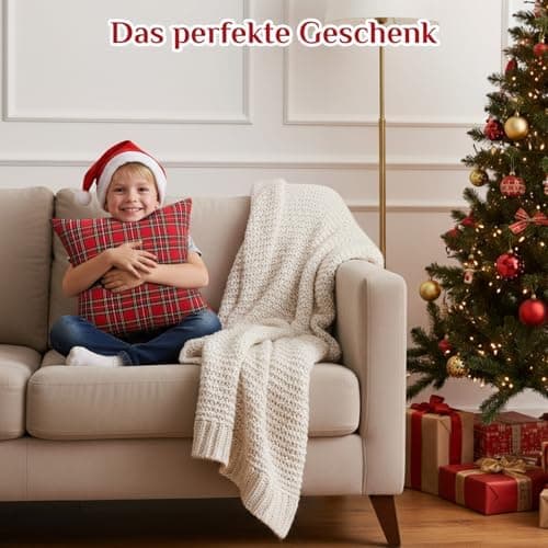 Kissenbezug Weihnachten 2er Set kariert 45×45 cm