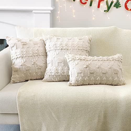 Artscope 2er-Set Kissenbezüge (40x40 cm) – weicher Kurzplüsch Wollsamt, Schneeflocke Creme Beige
