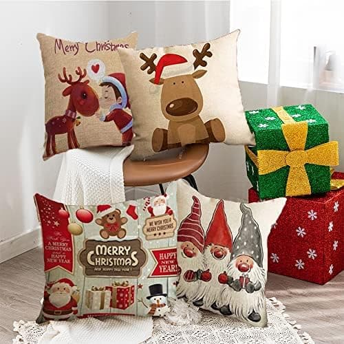 4er Set Kissenbezüge Weihnachten 40×80 cm – festliche Kissenhüllen für Sofa & Wohnzimmer