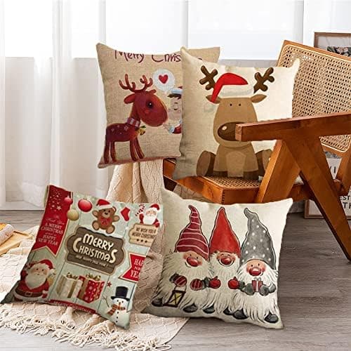 4er Set Kissenbezüge Weihnachten 40×80 cm – festliche Kissenhüllen für Sofa & Wohnzimmer