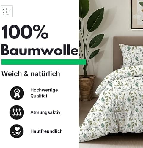 Bettwäsche 155x220 Baumwolle Jeans Blau – 2-teilig mit Reißverschluss, Bettbezug 155x220 + Kissenbezug 80x80