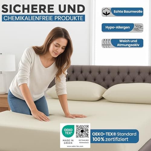 Spannbettlaken 140x200 cm – 100% Baumwoll‑Jersey, passend für Matratzen bis 25 cm Höhe