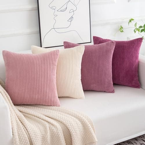 Softalker Kissenbezug 40x40 cm – 2er Set flauschig rosa, Dekokissenbezug für Sofa, Wohnzimmer & Schlafzimmer