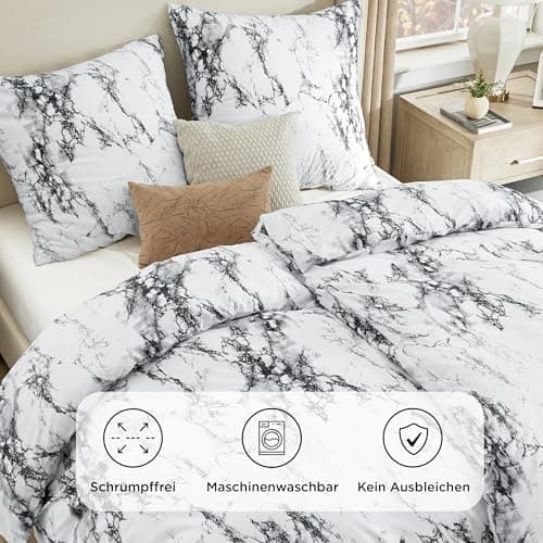 BEDSURE Bettwäsche-Set 135x200 (4-teilig) – Wendebettwäsche OEKO-TEX STANDARD 100 mit Reißverschluss, 2×80x80 Kissenbezü
