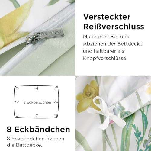BEDSURE Bettwäsche-Set 135x200 (4-teilig) – Wendebettwäsche OEKO-TEX STANDARD 100 mit Reißverschluss, 2×80x80 Kissenbezü
