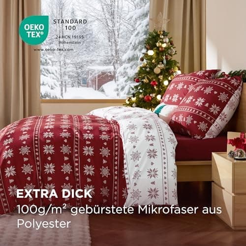 BEDSURE Bettwäsche-Set 135x200 (4-teilig) – Wendebettwäsche OEKO-TEX STANDARD 100 mit Reißverschluss, 2×80x80 Kissenbezü