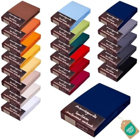 AVANTGARDE Spannbettlaken 180x200–200x220 cm, 40 cm Steg – 100% Jersey-Baumwolle 170 g/m², OEKO-TEX – passend für Boxspr