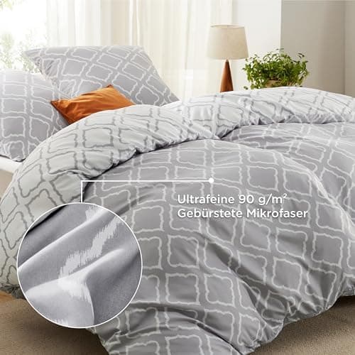 BEDSURE Bettwäsche-Set 135x200 (4-teilig) – Wendebettwäsche OEKO-TEX STANDARD 100 mit Reißverschluss, 2×80x80 Kissenbezü