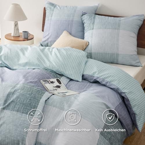 BEDSURE Bettwäsche-Set 135x200 (4-teilig) – Wendebettwäsche OEKO-TEX STANDARD 100 mit Reißverschluss, 2×80x80 Kissenbezü