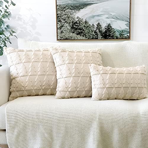 Artscope 2er-Set Kissenbezüge (40x40 cm) – weicher Kurzplüsch Wollsamt, Schneeflocke Creme Beige