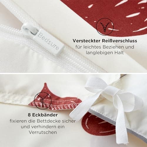 BEDSURE Bettwäsche-Set 135x200 (4-teilig) – Wendebettwäsche OEKO-TEX STANDARD 100 mit Reißverschluss, 2×80x80 Kissenbezü