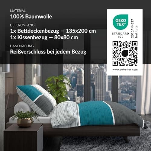 LARAWELL Bettwäsche-Set 135x200 Baumwolle