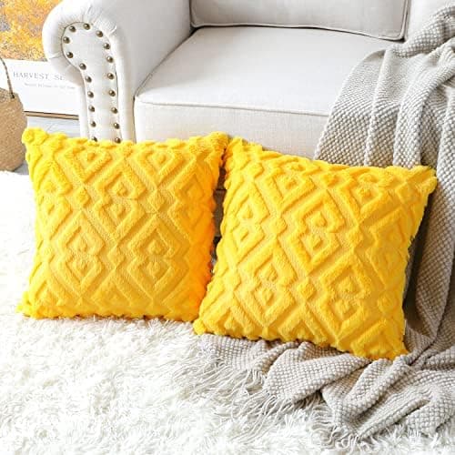 Artscope 2er-Set Kissenbezüge (40x40 cm) – weicher Kurzplüsch Wollsamt, Schneeflocke Creme Beige