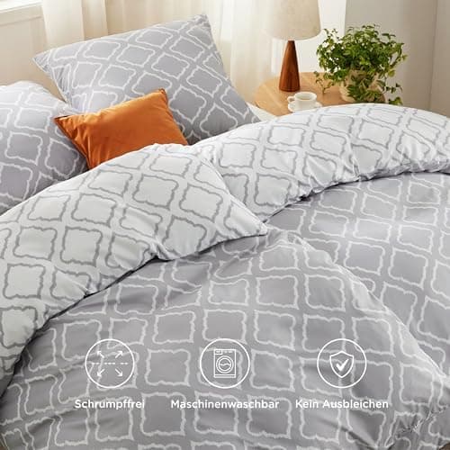BEDSURE Bettwäsche-Set 135x200 (4-teilig) – Wendebettwäsche OEKO-TEX STANDARD 100 mit Reißverschluss, 2×80x80 Kissenbezü