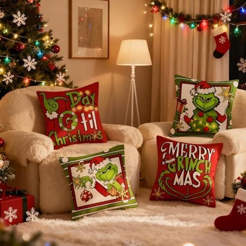 4er Set Kissenbezüge Weihnachten 40×80 cm – festliche Kissenhüllen für Sofa & Wohnzimmer