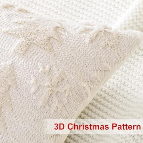 Artscope 2er-Set Kissenbezüge (40x40 cm) – weicher Kurzplüsch Wollsamt, Schneeflocke Creme Beige