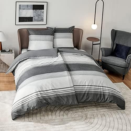 BEDSURE Bettwäsche-Set 135x200 (4-teilig) – Wendebettwäsche OEKO-TEX STANDARD 100 mit Reißverschluss, 2×80x80 Kissenbezü