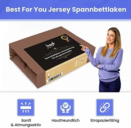 Best for Kids Spannbettlaken – 100% Baumwolle Jersey, 140 x 200 cm (Schokoladenbraun)