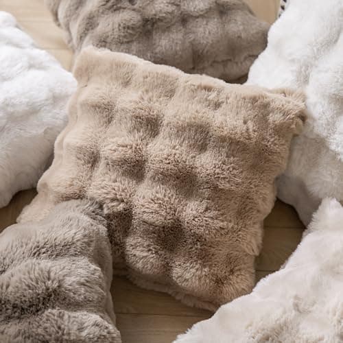2er‑Set Samt‑Plüsch Kissenbezüge 45x45 cm – Luxus weiche Zierkissenhüllen, Cremeweiß