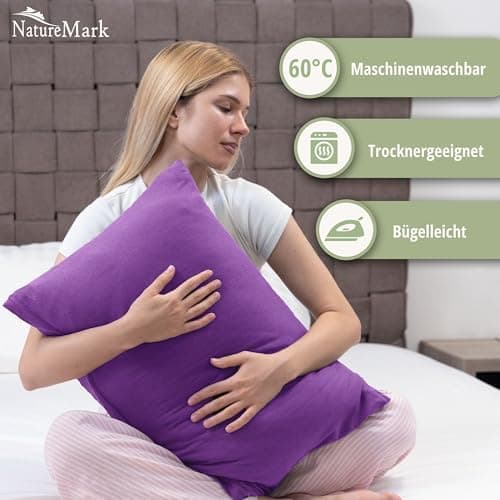 NatureMark Jersey Kissenbezüge – weich & atmungsaktiv, hautfreundlich – 40x40 cm, Anthrazit