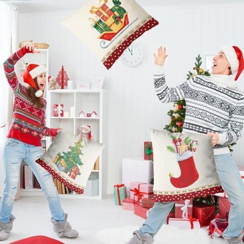 Aitsite 4er-Pack Weihnachts-Kissenbezüge 45 x 45 cm – Winterliche Dekoration für Sofa & Wohnzimmer