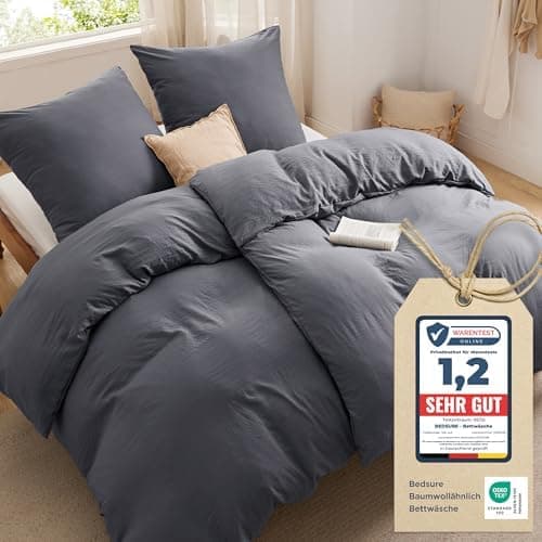 BEDSURE Bettwäsche 135x200 4‑teilig – Weiches Baumwoll‑Feeling Bettwäsche‑Set 135 x 200 cm, inkl. 2 Kissenbezüge 80x80,