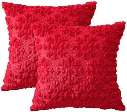 Artscope 2er-Set Kissenbezüge (40x40 cm) – weicher Kurzplüsch Wollsamt, Schneeflocke Creme Beige