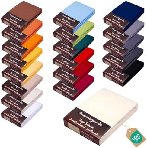 AVANTGARDE Spannbettlaken 180x200–200x220 cm, 40 cm Steg – 100% Jersey-Baumwolle 170 g/m², OEKO-TEX – passend für Boxspr
