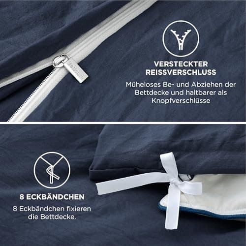 BEDSURE Bettwäsche 135x200 4‑teilig – Weiches Baumwoll‑Feeling Bettwäsche‑Set 135 x 200 cm, inkl. 2 Kissenbezüge 80x80,