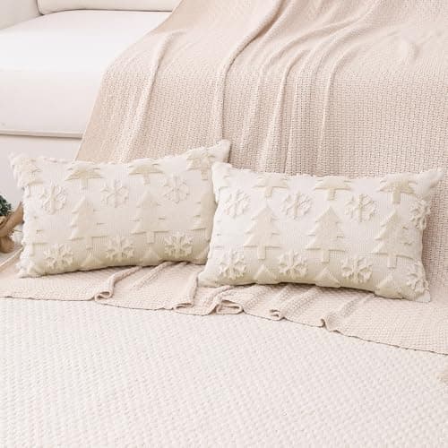 Artscope 2er-Set Kissenbezüge (40x40 cm) – weicher Kurzplüsch Wollsamt, Schneeflocke Creme Beige