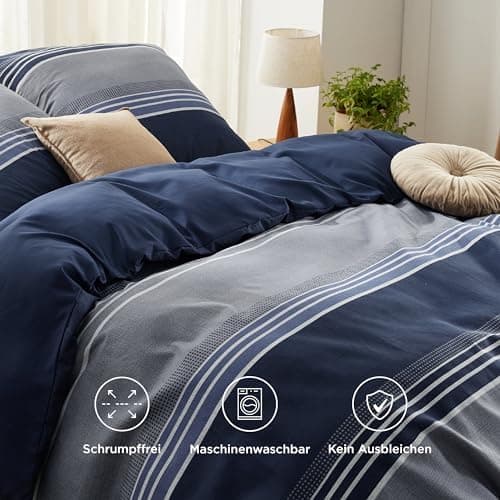 BEDSURE Bettwäsche-Set 135x200 (4-teilig) – Wendebettwäsche OEKO-TEX STANDARD 100 mit Reißverschluss, 2×80x80 Kissenbezü