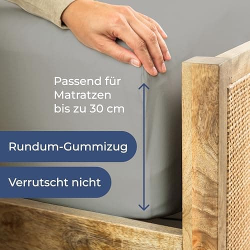 Spannbettlaken Jersey 140x200 cm – 100% Baumwolle, weich & atmungsaktiv – Rundumgummi für Matratzen bis 30 cm & Boxsprin
