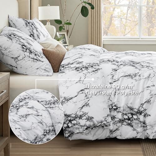 BEDSURE Bettwäsche-Set 135x200 (4-teilig) – Wendebettwäsche OEKO-TEX STANDARD 100 mit Reißverschluss, 2×80x80 Kissenbezü