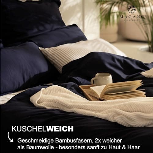 Magano® Bettwäsche 135x200 Taupe – Bambus & Baumwolle Satin 400 TC Premium, Deckenbezug 135x200 cm + Kissenbezug 40x80 c