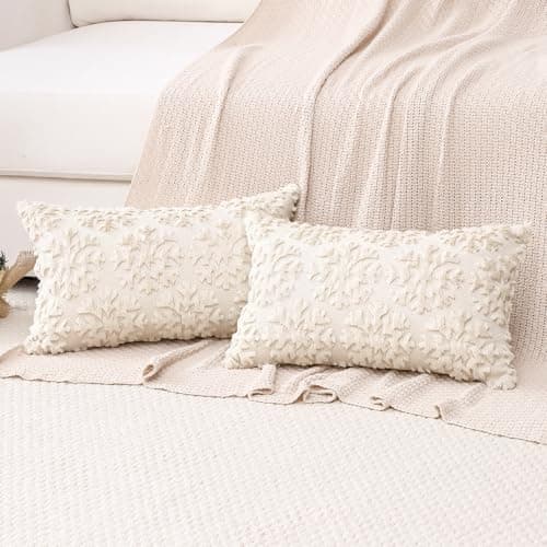 Artscope 2er-Set Kissenbezüge (40x40 cm) – weicher Kurzplüsch Wollsamt, Schneeflocke Creme Beige
