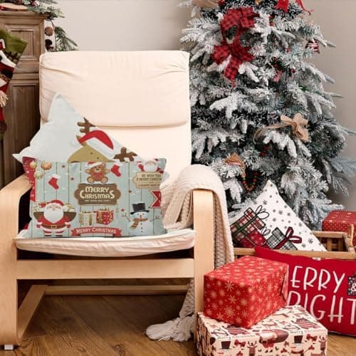 4er Set Kissenbezüge Weihnachten 40×80 cm – festliche Kissenhüllen für Sofa & Wohnzimmer