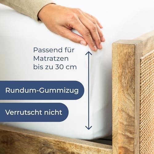 Spannbettlaken Jersey 140x200 cm – 100% Baumwolle, weich & atmungsaktiv – Rundumgummi für Matratzen bis 30 cm & Boxsprin