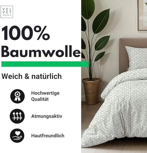 Bettwäsche 155x220 Baumwolle Jeans Blau – 2-teilig mit Reißverschluss, Bettbezug 155x220 + Kissenbezug 80x80