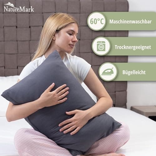 NatureMark Jersey Kissenbezüge – weich & atmungsaktiv, hautfreundlich – 40x40 cm, Anthrazit