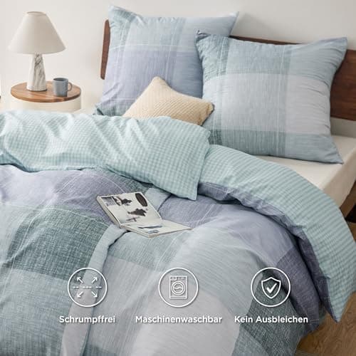 BEDSURE Bettwäsche-Set 135x200 (4-teilig) – Wendebettwäsche OEKO-TEX STANDARD 100 mit Reißverschluss, 2×80x80 Kissenbezü