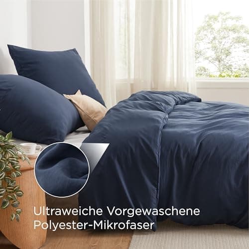 BEDSURE Bettwäsche 135x200 4‑teilig – Weiches Baumwoll‑Feeling Bettwäsche‑Set 135 x 200 cm, inkl. 2 Kissenbezüge 80x80,