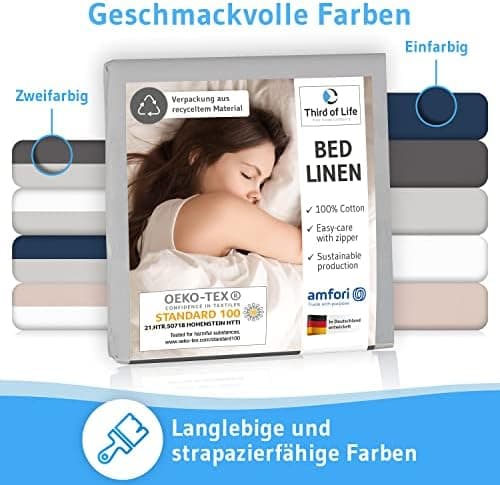 Bettwäsche 135x200 – 100% Renforce Baumwolle (OEKO-TEX STANDARD 100) | Set: Bettbezug 135x200 + Kissenbezug 80x80