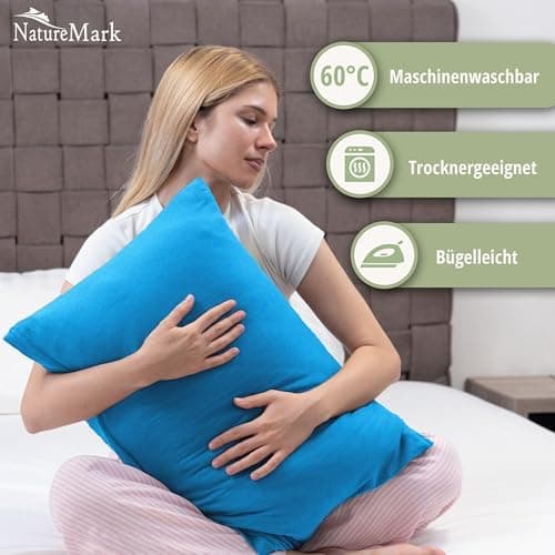 NatureMark Jersey Kissenbezüge – weich & atmungsaktiv, hautfreundlich – 40x40 cm, Anthrazit
