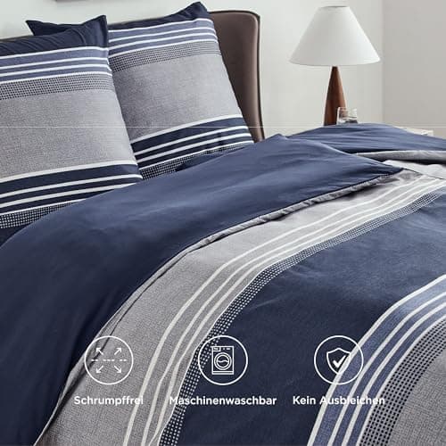 BEDSURE Bettwäsche-Set 135x200 (4-teilig) – Wendebettwäsche OEKO-TEX STANDARD 100 mit Reißverschluss, 2×80x80 Kissenbezü